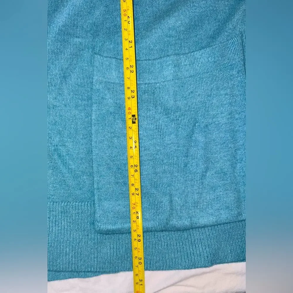 Lou & Grey Long, Soft, Open Cardigan Sweater, in a Blu/Green Sz Medium EUC - Picture 8 of 10